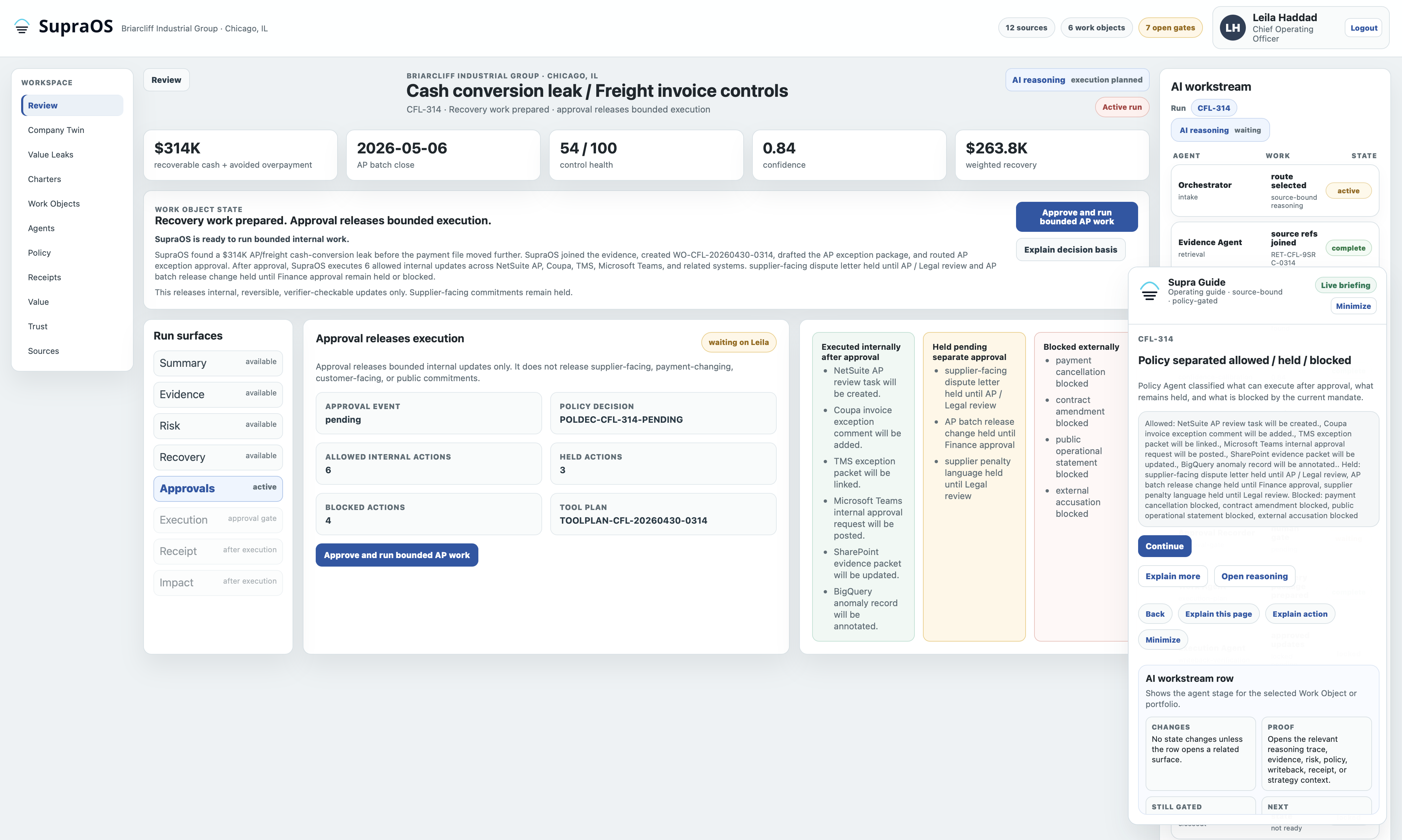 SupraOS Charter Run Approval